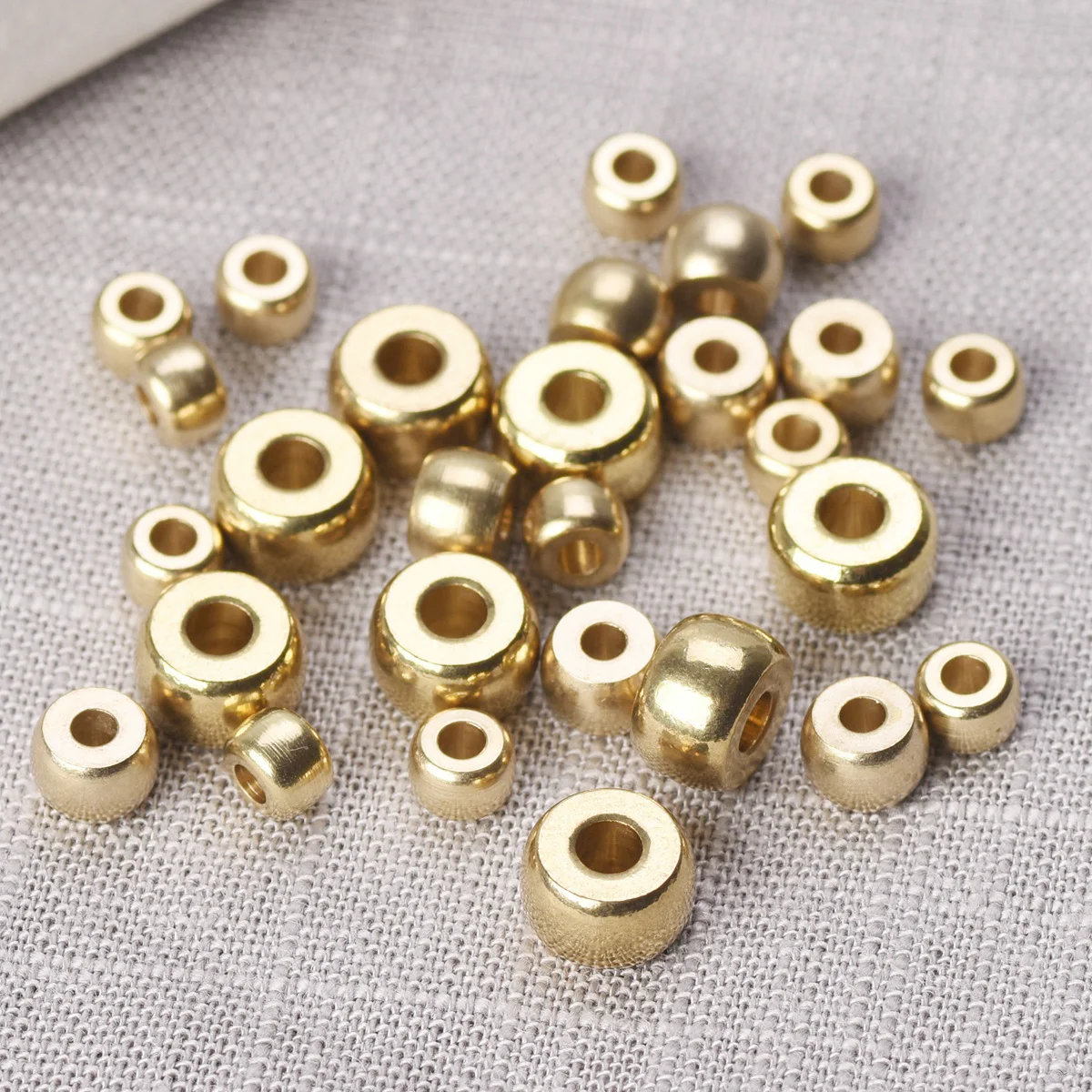 Round Cylinder 5x3mm 6x4mm 8x5mm Solid Brass Metal Light Gold Color Loose Spacer Crafts Beads lot for Jewelry Making Findings