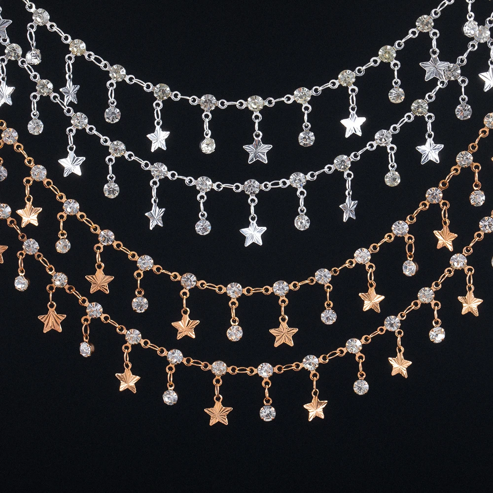 

0,5 метра 1 метр подвеска в виде звезды кристалл прозрачные цепочки из бисера для DIY ожерелье браслет одежда принадлежности для изготовления ювелирных изделий
