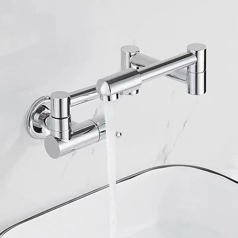 Solid Brass Wall Mounted Pot Filler Sink Single Cold Water  Faucet Tap Folding Swivel Tap