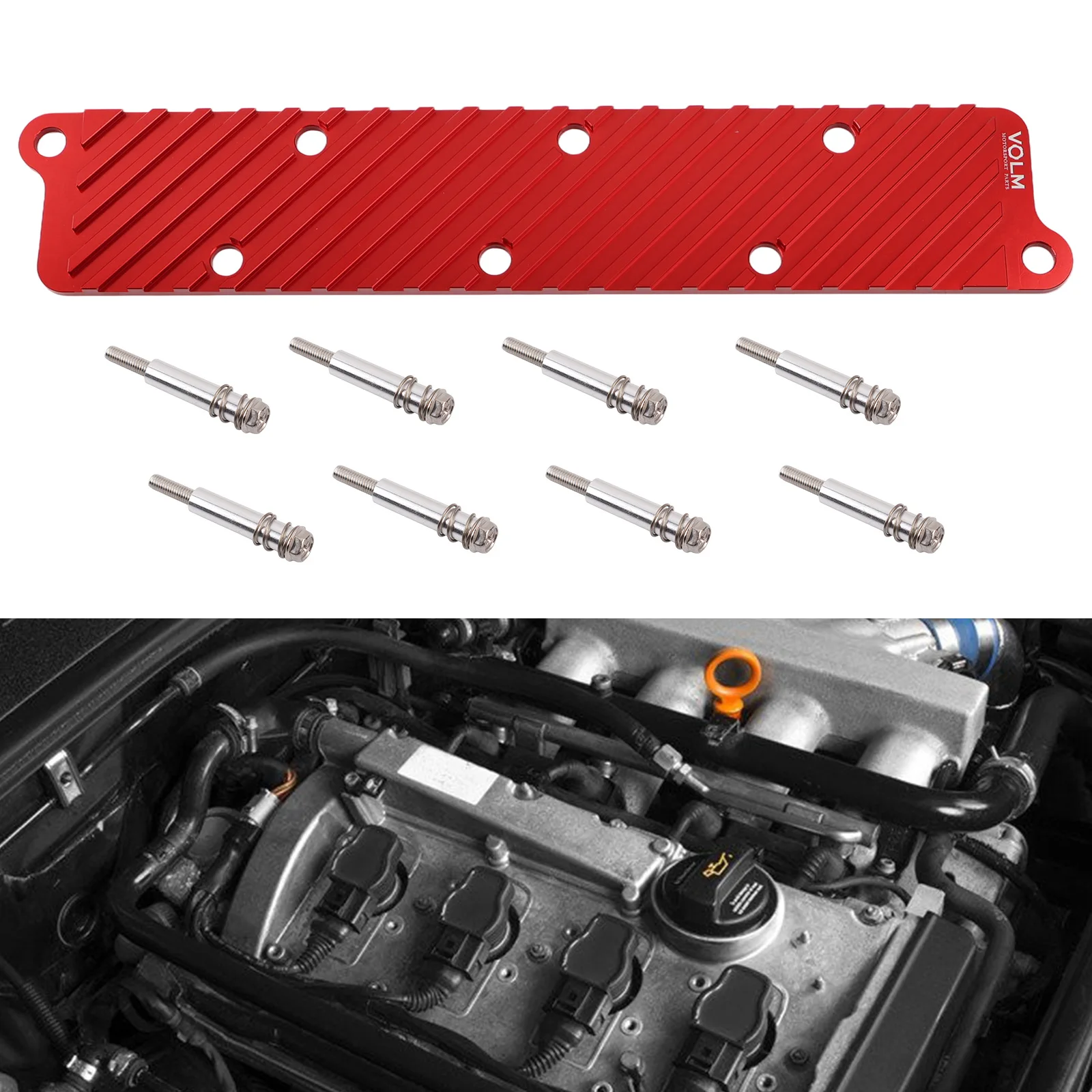 VOLM Billet Aluminum Coil Pack Hold Down Bracket Kit For A4 TT Golf Jetta Passat Rabbit B5 1.8T