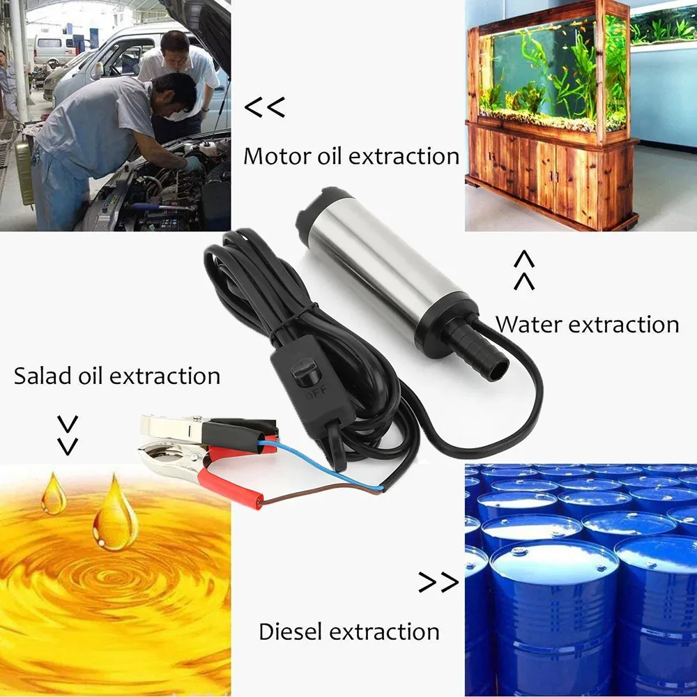 Electric Car Pump Portable DC12V Fuel Transfer Pump Water Oil Transfer Refueling Submersible Pump for Diesel Water Pump 30L/min