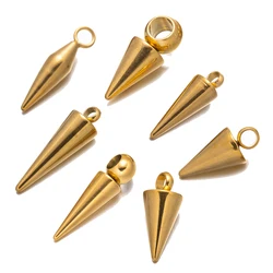 10pcs Gold Stainless Steel Cone Charm Hypoallergenic Pendants Beads for DIY Hoop Earring Necklace Jewelry Making Supplies