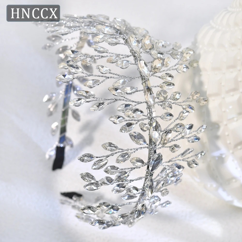 HNCCX Silver Color Rhinestone Hair Hoop Wedding Headband Hair Accessories Handmade Headband For Banquet Party Gifts HP987
