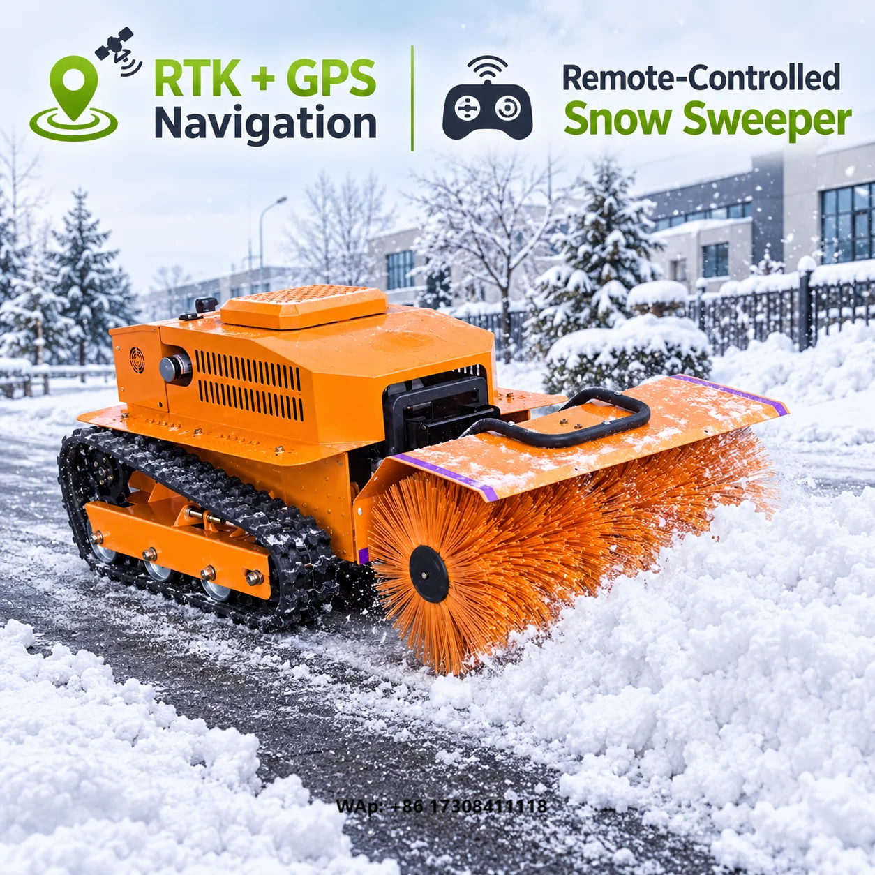 Remote Control Tracked Snow Sweeper Snow Blower with RTK Navigation Loncin Engine for Driveway Road Snow Removal