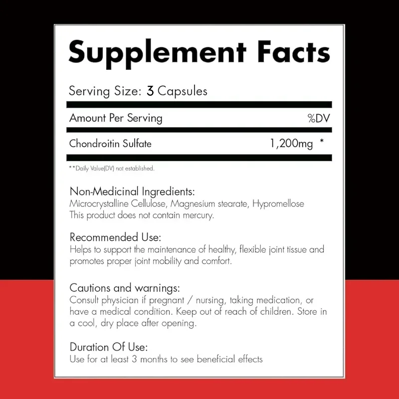 Chondroitin Supplements - Antioxidant,Protects Joint Tissue,Supports Bone and Knee Health,Improves Flexibility,Enhances Immunity