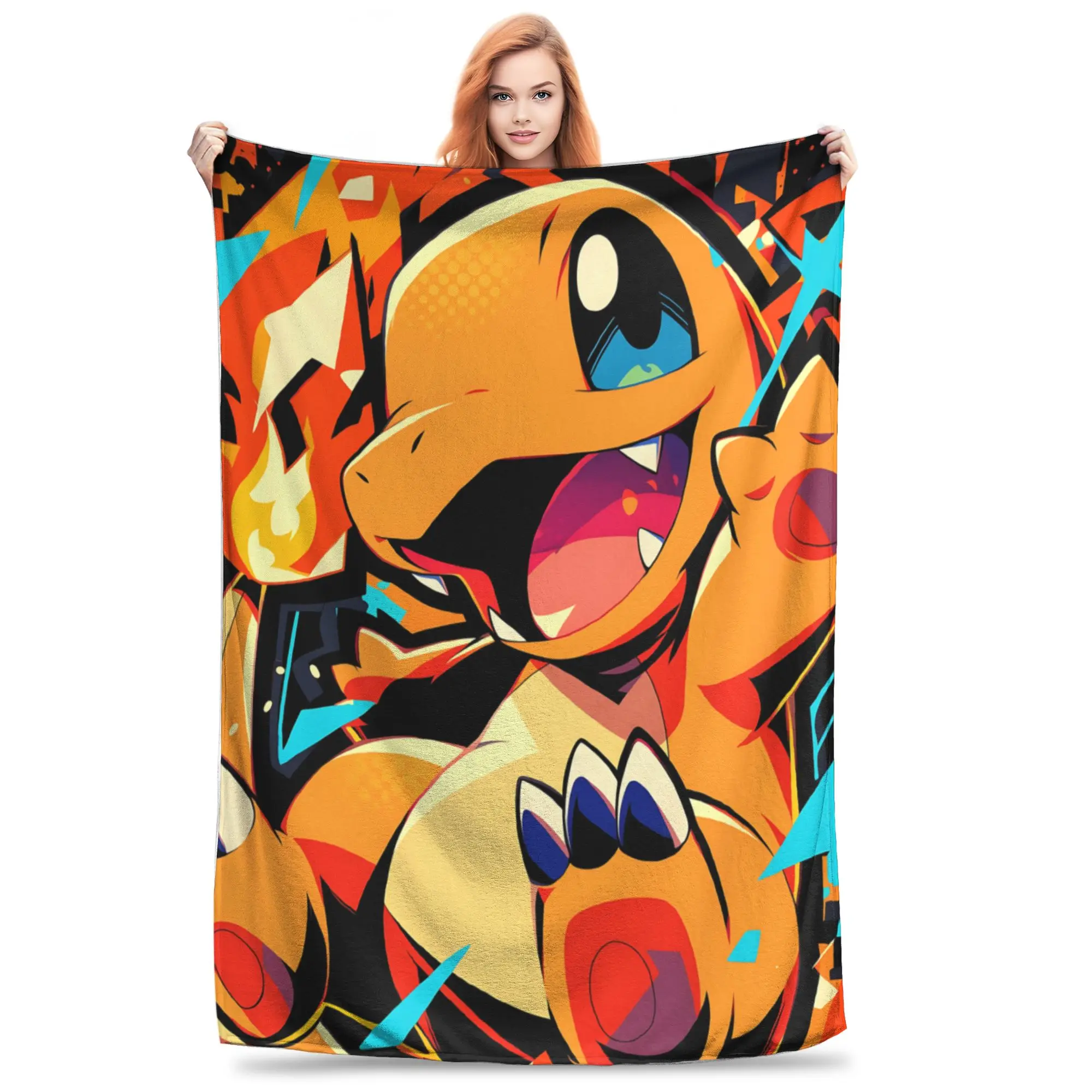 1PC Pokemons Theme Anime Charizard  home room decorations Winter Blankets for Adults Bedding Home Interior Sofa Knee