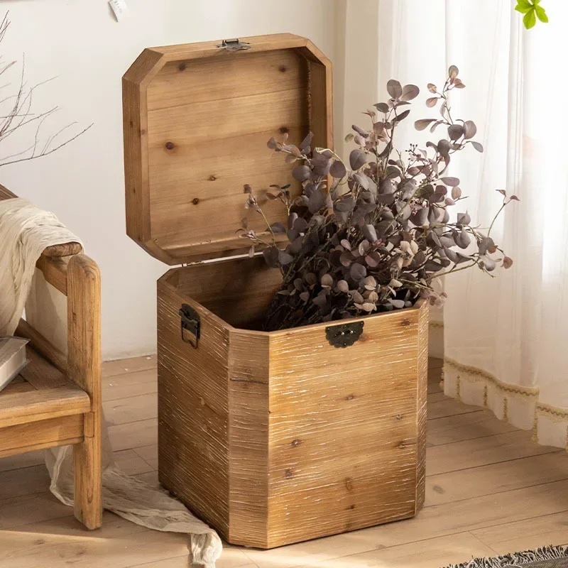 Retro Solid Wood Coffee Tables Storage Box Multifunctional Bedside Storag Cabinet Sofa Mini Side Table for Living Room Furniture