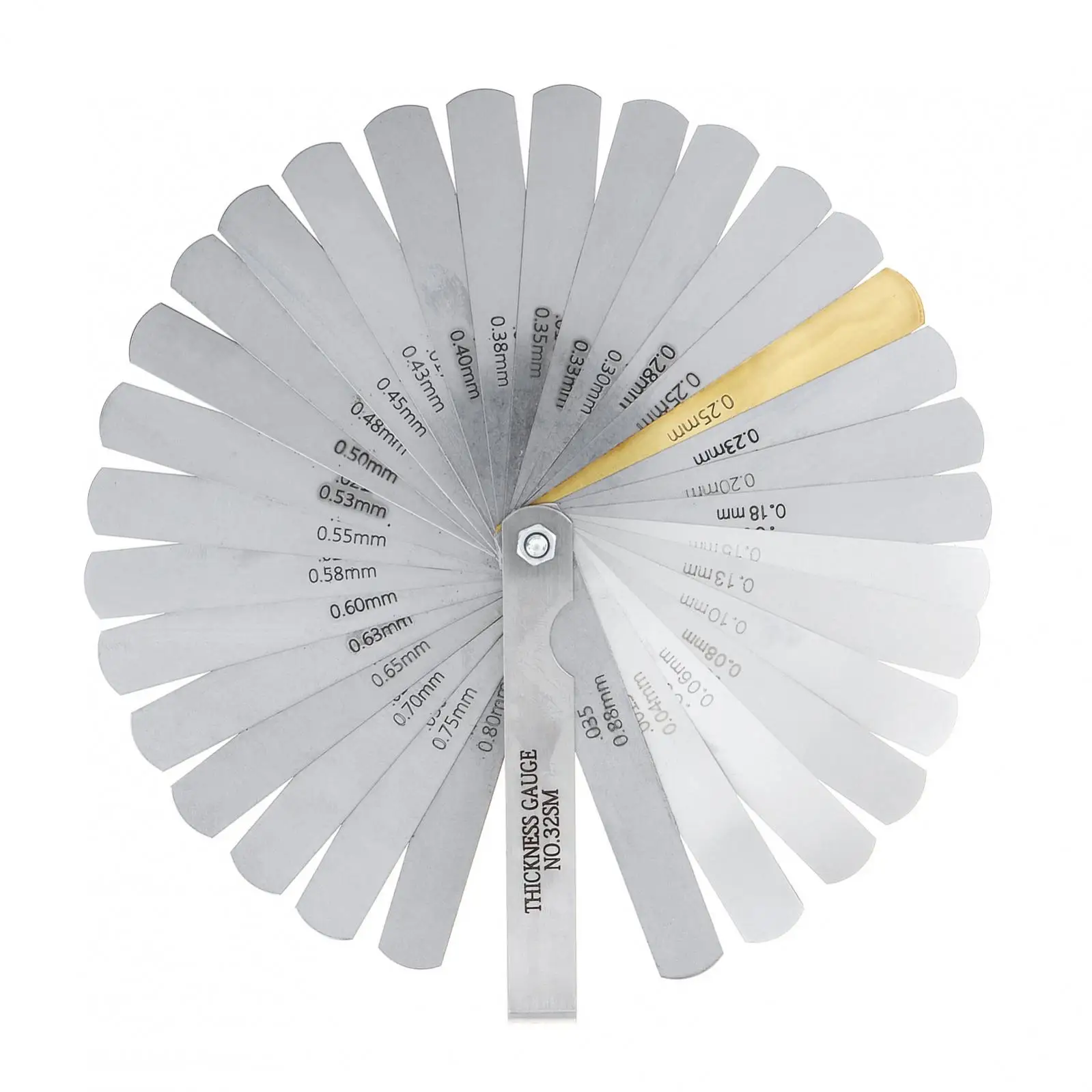 

32 Blade Feeler Gauge 0.04-0.88mm Stainless Steel High Precision Monolithic Valve Plug Gauge Thickness Gauge Clearance Gauge