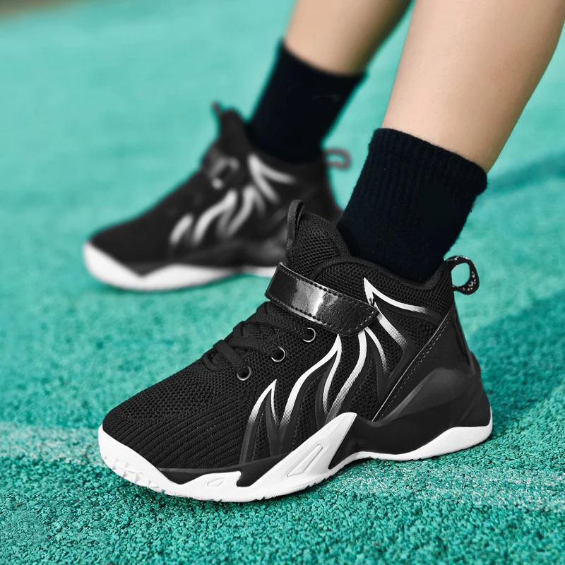 New Style Basketball Sneakers Kids Non Slip High-top Sneakers Breathable Boys Basketball Shoes Comfortable Girls Running Shoes