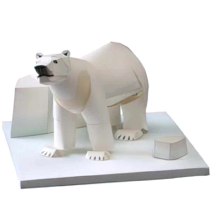 Polar Bear Origami Art Mini 3D Folded Paper Model Papercraft Animal Figure DIY Kids Adult Handmade Craft Toys QD-286