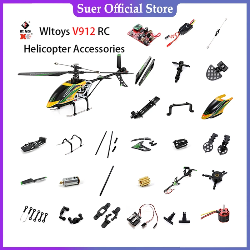 Wltoys V912 RC Helicopter Accessories Blade Gear Brushless Motor Flybar Rod Rotor Head Canopy ESC Board Servo for V912 Parts