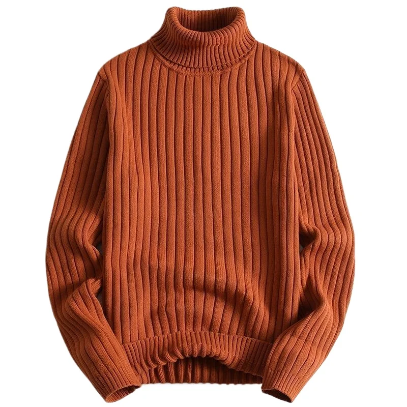 

Man Turtleneck Solid Color Sweater Pullovers Casual Autumn and Winter Warm Base Knitted Sweaters