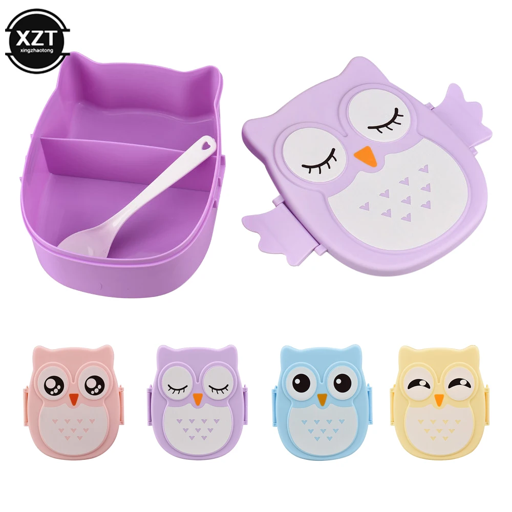 1PCS Cute Cartoon Owl Plastic Seal Lunch Box Fashion Convenient Children School Picnic Portable Bento Tableware For Picnic Set