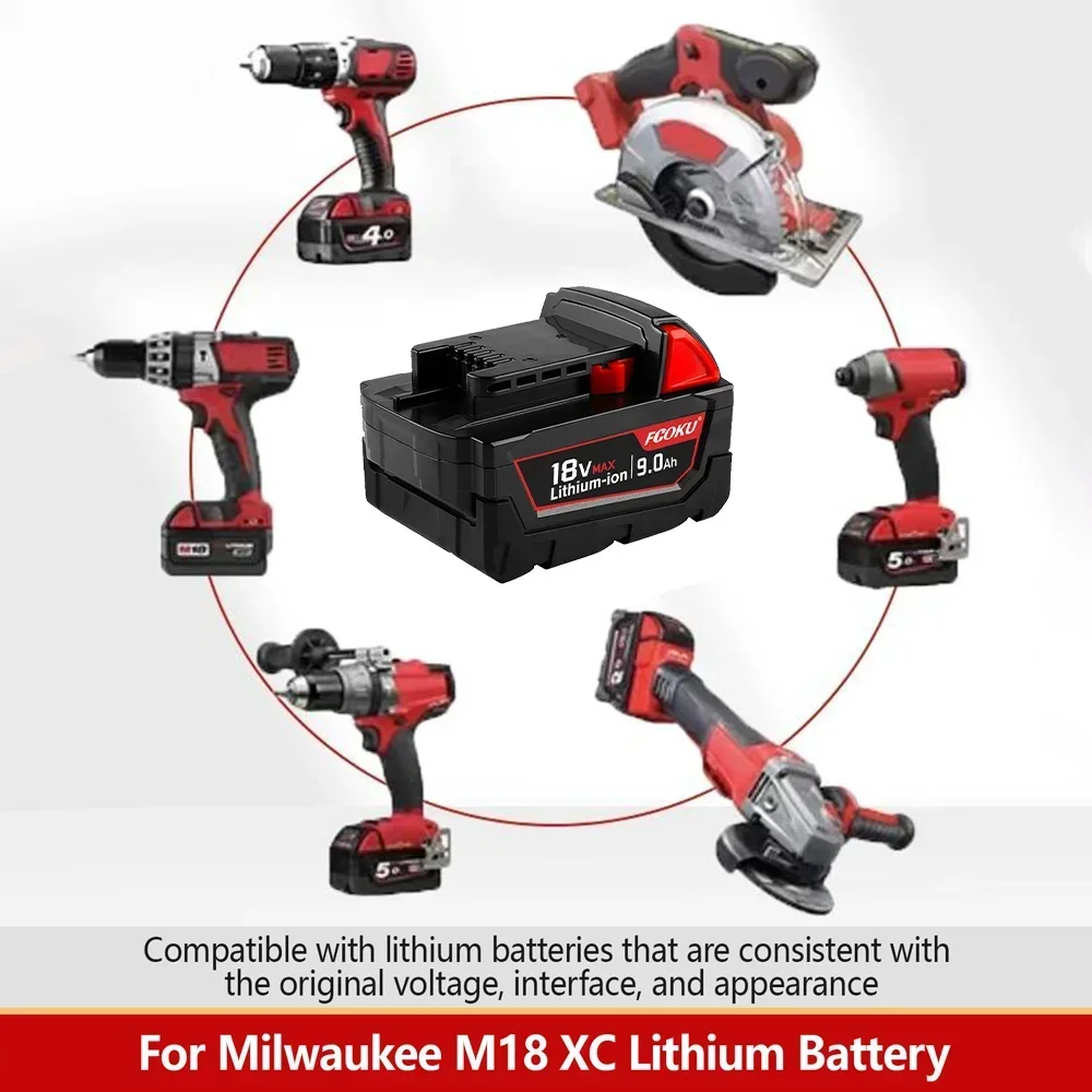 18V 9.0Ah Lithium Battery For Milwaukee M18 Battery XC48-11-1860 48-11-1850 48-11-1840 48-11-1820 Charger Power Tool Battery