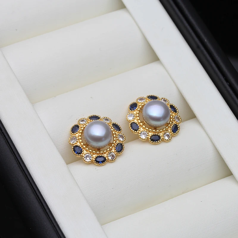 Real Pink Pearl Earrings For Women,Cultured Natural Freshwater Pearl Earrings Wife Mother Birthday Gift Black 6