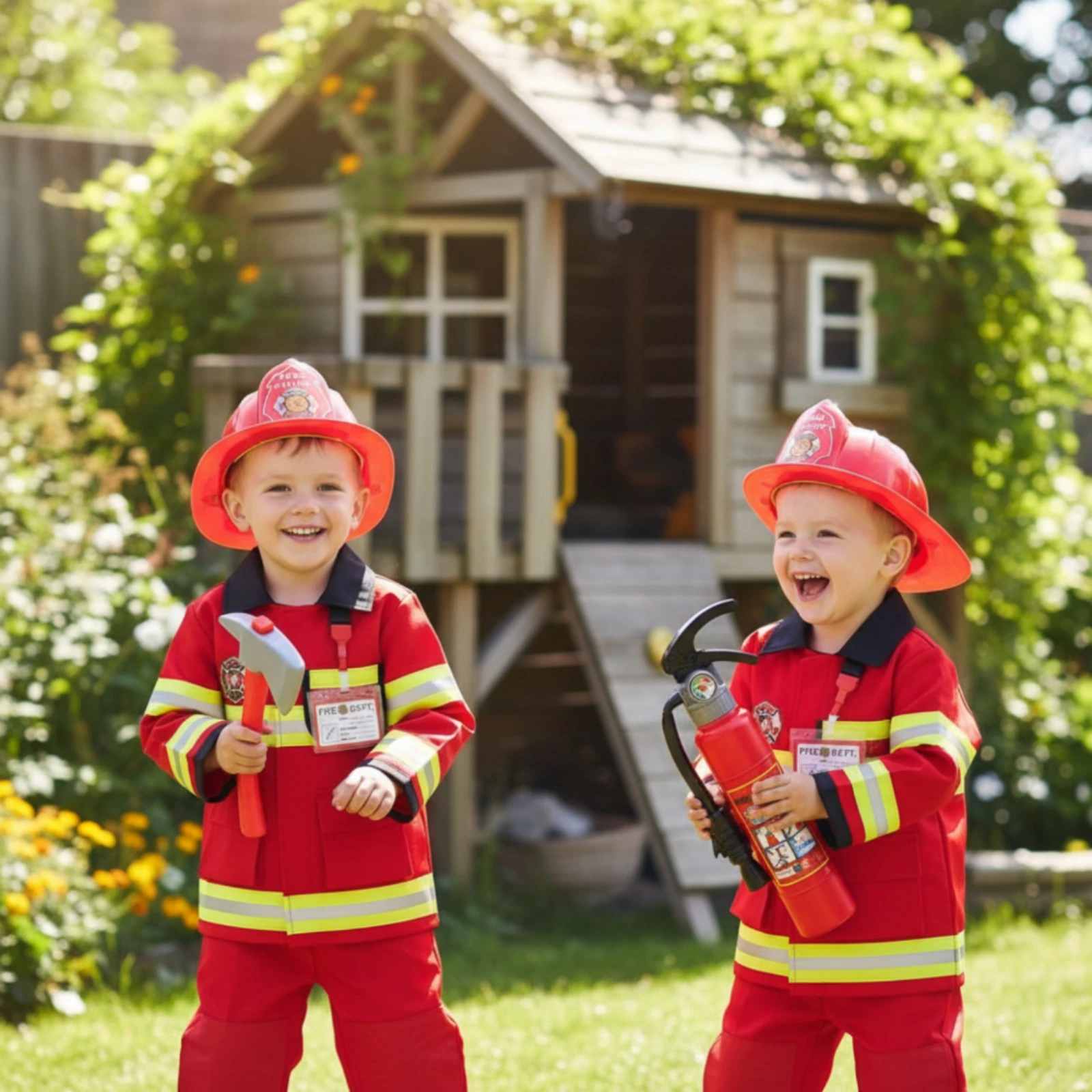 Firefighter Costume Dress-up Firefighter Costume with Accessories Fireman Suit Reflective Comfortable for Children, Halloween