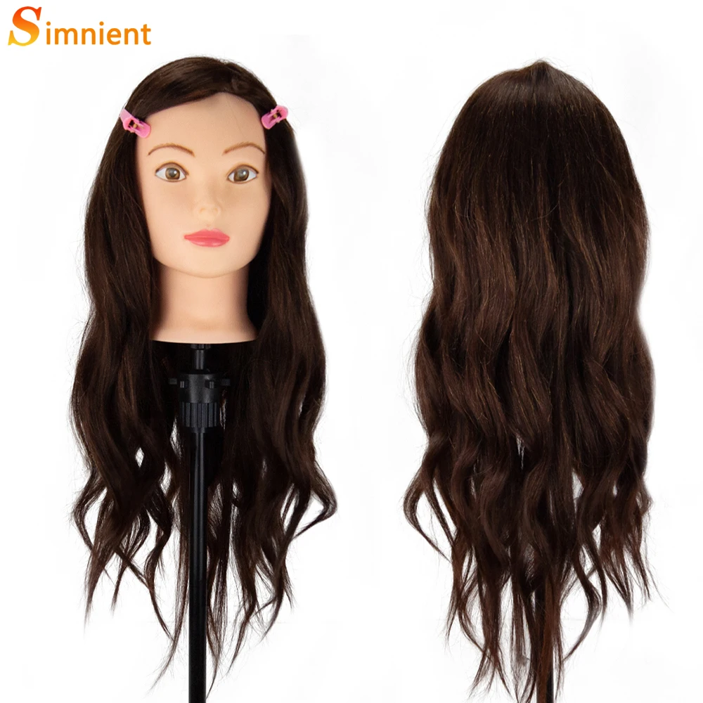 85%Real Human Hair Female Mannequin Head For Hair Training Styling Professional Hairdressing Cosmetology Doll Head For Hairstyle