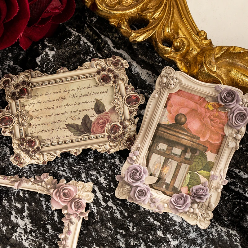 1Style 40Pcs/bag Patio Window Shadow Embossed Collage Card Creative Material Handbook DIY Photo Frame Background Decoration Card