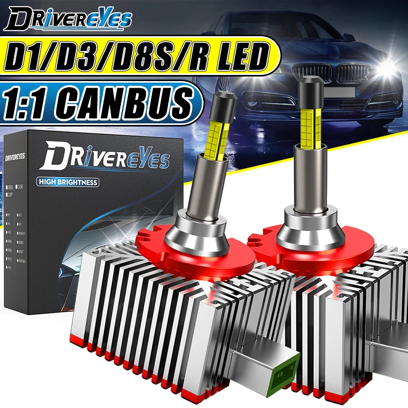 2pc 360 Led D1S D3S D8S Car Headlights Canbus 32pcs CSP Core Super Bright D1R D3R 1:1 Car Bulbs 24V 12V For Projector Lens Lamp
