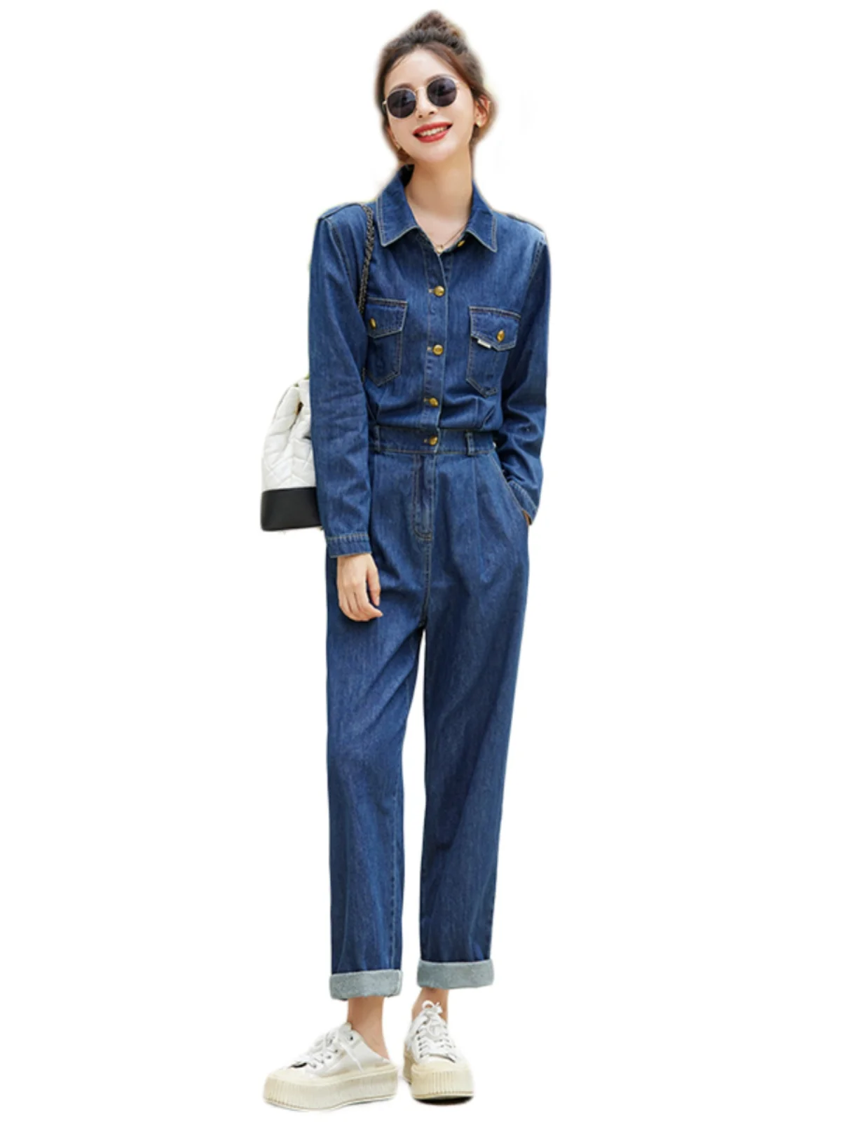 Slimming Slim Fit Denim Onesie for ort Women Spring Autumn New Sle Hong Kong Sle Loose Casual Pants Women's Clothing