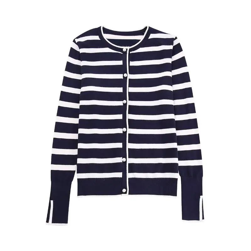 Faionable Striped Basic Sle Women's Jaet Autumn New Arrival Versatile Outerwear Commute Sle Long Sve Button up