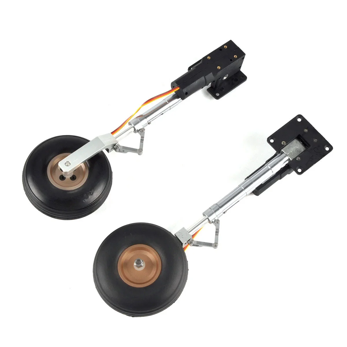 2 Pc  Main Electric Retractable Landing Gear Metal Steering Seat Anti-vibration Landing Gear With Wheels for 5-6kg RC P-51 Plane