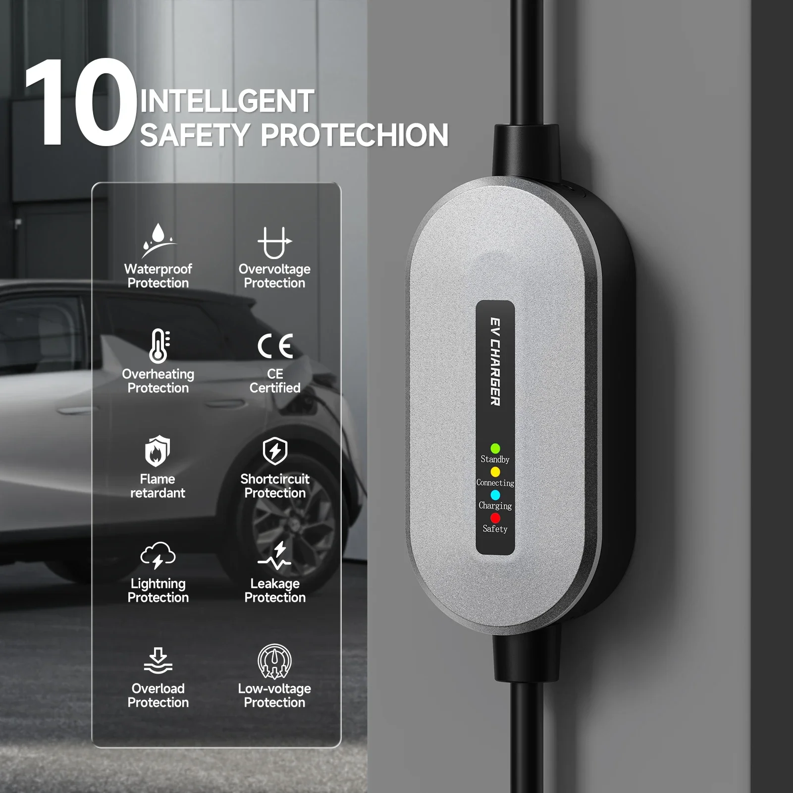 

JNTAFEV Type2 IEC62196-2 Портативное зарядное устройство 16A 3,6 кВт Зарядное устройство для электромобилей Type1 J1772 Wallbox GB/T для электромобиля