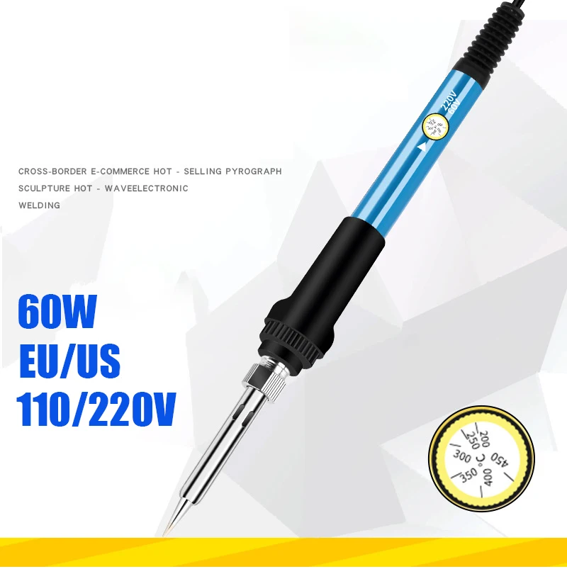 15Pcs 60W Elektrische Soldeerbout Temperatuur Verstelbare Soldeerbout Rework Station Kit Handvat Warmte Potlood Lassen Reparatie Gereedschap