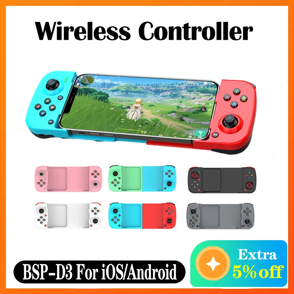 

Game Controller Cellphone Joystick D3 Gamepad Support for PC Mobile Phone Android/iOS Handheld Nintendo Switch with Expandable