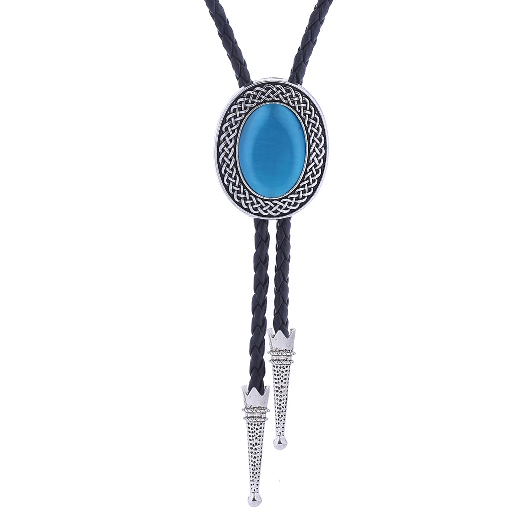 Celtic pattern oval retro bolo tie silver color