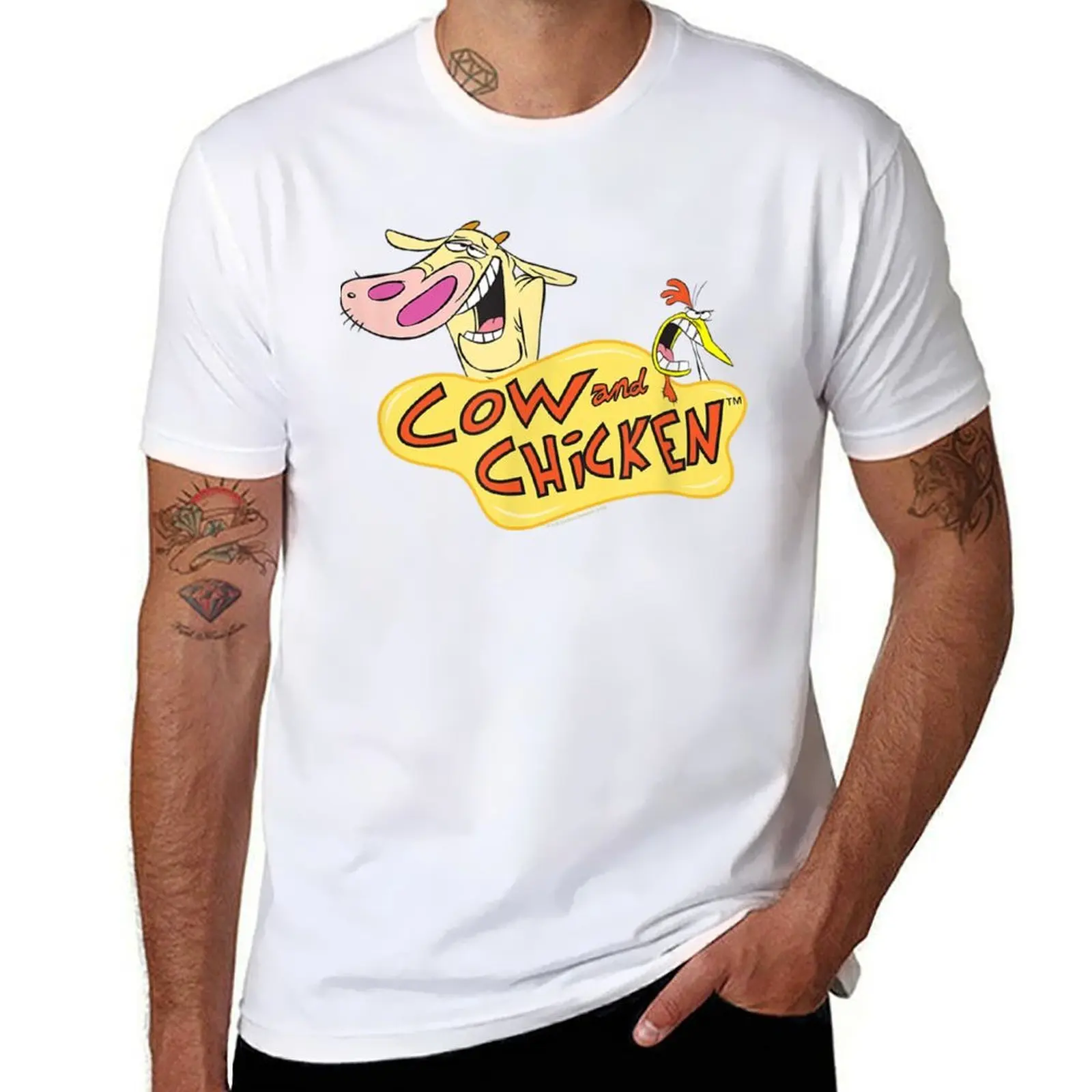 

Футболка с изображением коровы и курицы, мужская простая мужская футболка, футболка из плотного хлопка