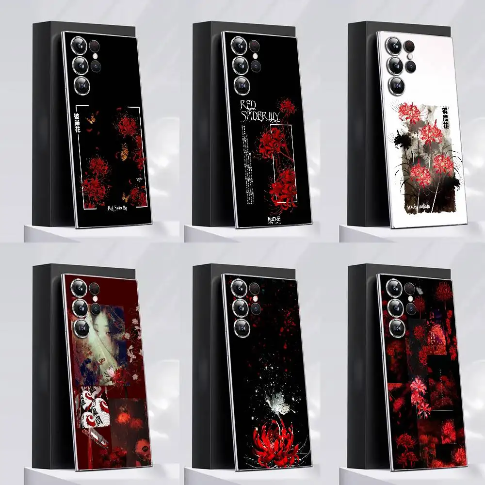 

Tokyo Red Spider Lily Phone Case For Samsung S30,25,24,23,21,22,20,10,5G,FE,lite,PIus,Ultra Transparent Cover