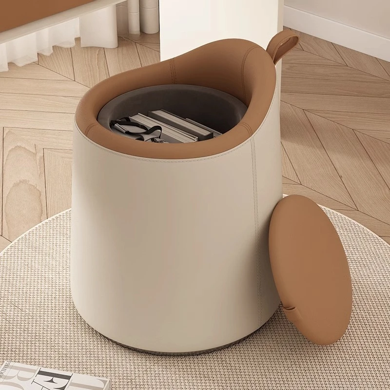 مقعد زينة على الطراز الكريمي مع كرسي مكياج دوار من الخشب الصلب مع مسند ظهر فاخر صغير من العثماني لغرفة النوم