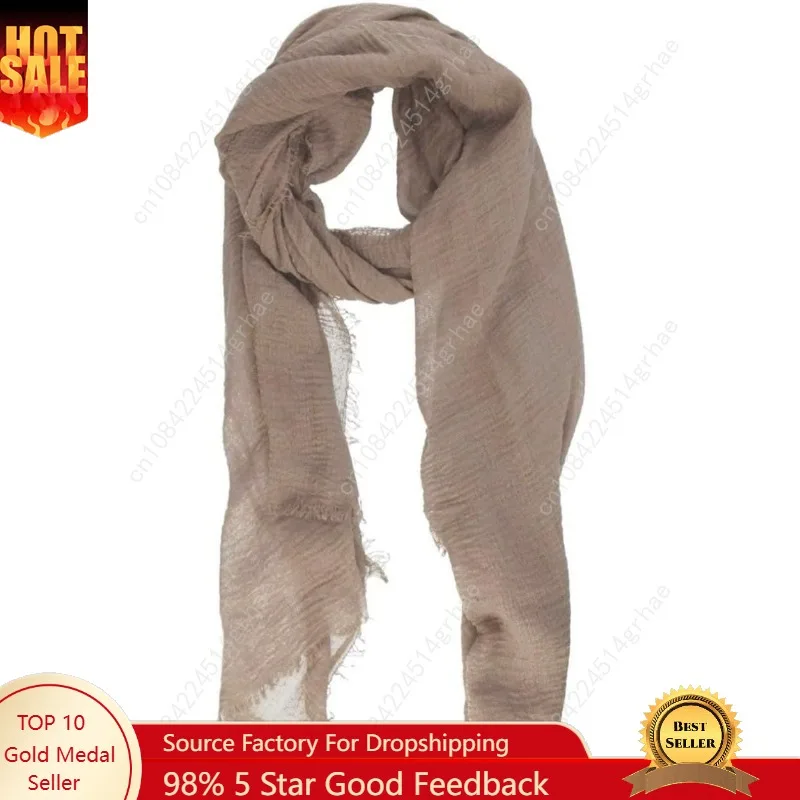 

Nydotd Women Summer Cotton Linen Scarf Crinkle Long Beach Shawl Wrap hijab with Fringe