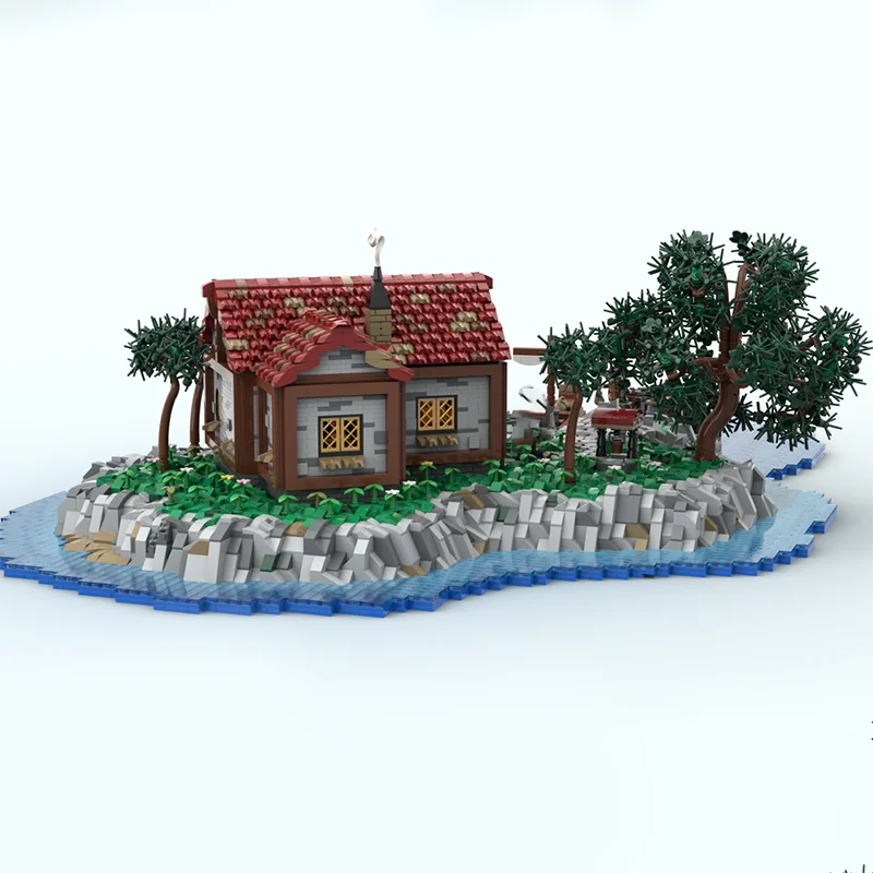 Moc Creative Medieval Greenhaven Island Castle Building Blocks Adventure Ship Log Cabin Model Boat Assemble Bricks Toys Kid Gift