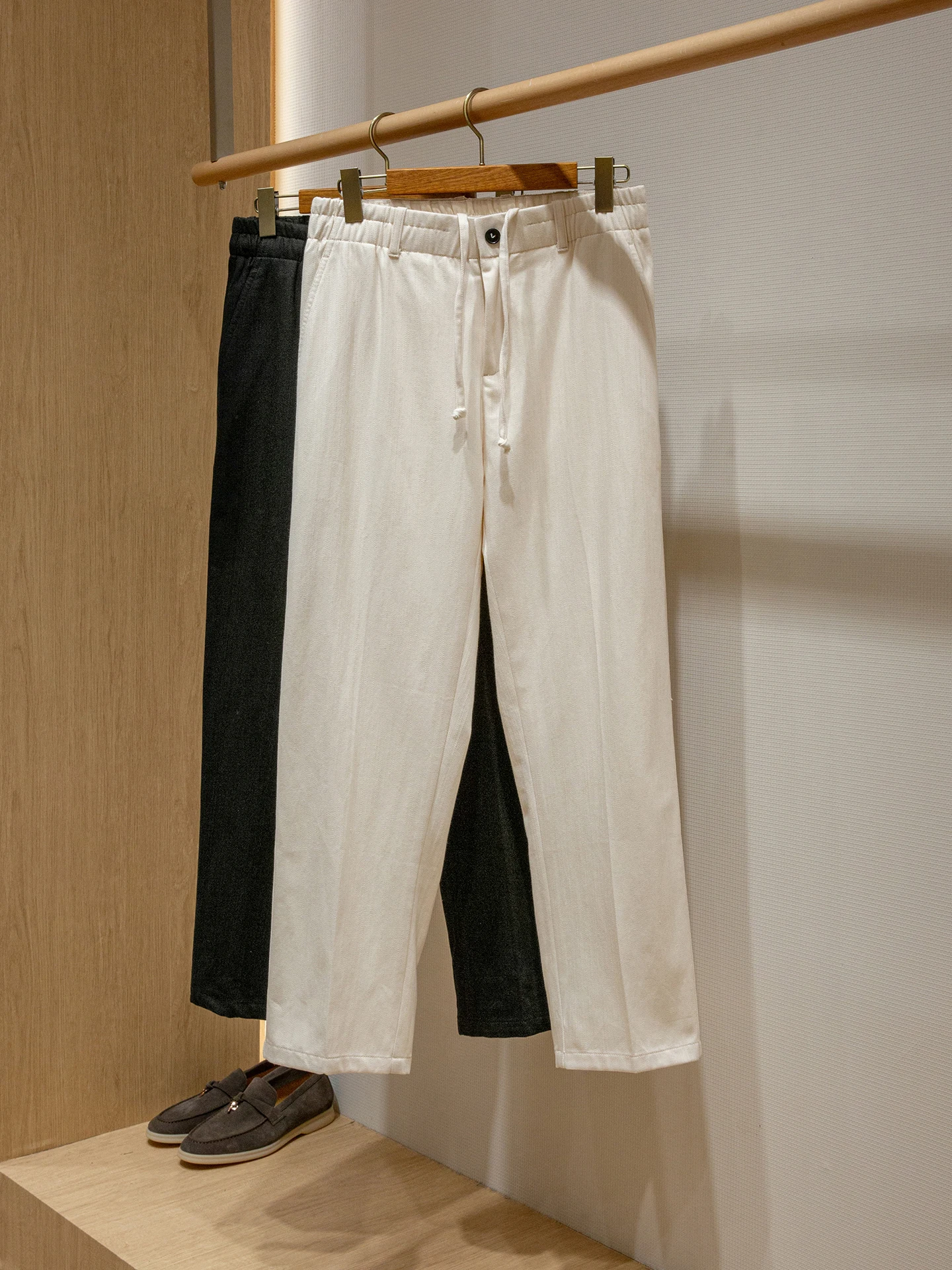 

Organic Cotton Blend Straight Leg Casual Pants for Men Cus Weave Faionable Simple Design Autumn Season Youth Faion