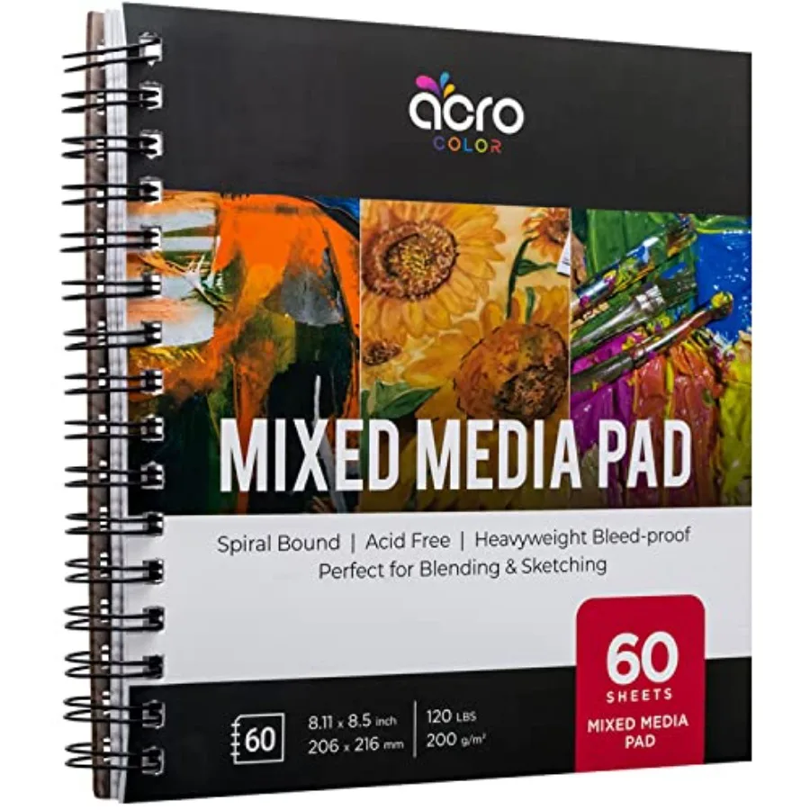 

Mixed Media Sketchbook 8.11" x 8.5" Spiral Bound Sketch Pad With Thick, Heavyweight Paper, 200 GSM, 120 LBS Art Sketch Book For