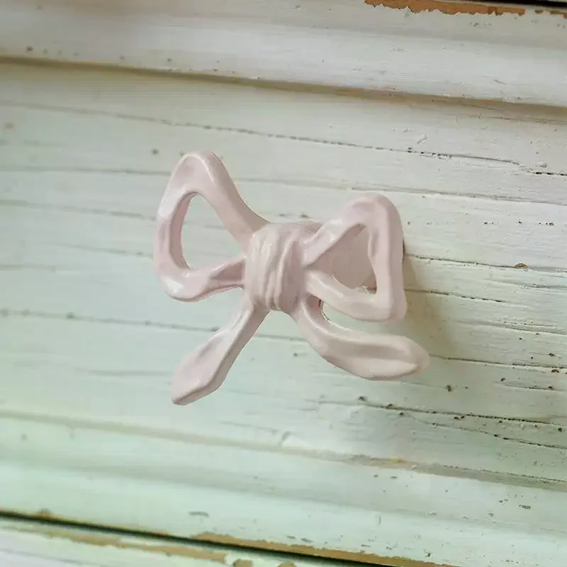 Zinc Alloy Furniture Cabinet Door Handle Drawer Knob Bow Ribbon Decor Handles Cupboard Wardrobe Closet Pulls Diy Room French