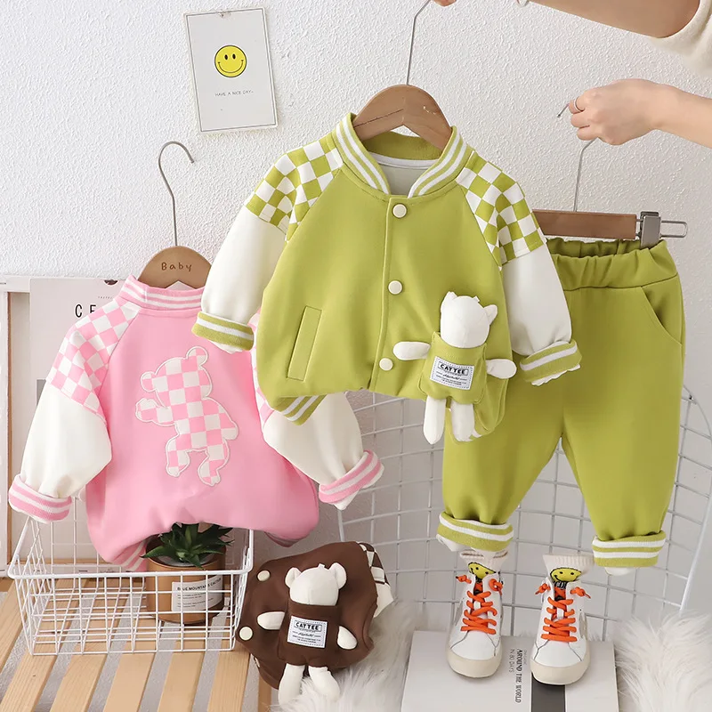 

Girls Clothes Sets Spring Autumn 2024 Children Cotton Cute Jackets Pants 2pcs Tracksuits For Baby Boys Sports Suit Kids Outfits