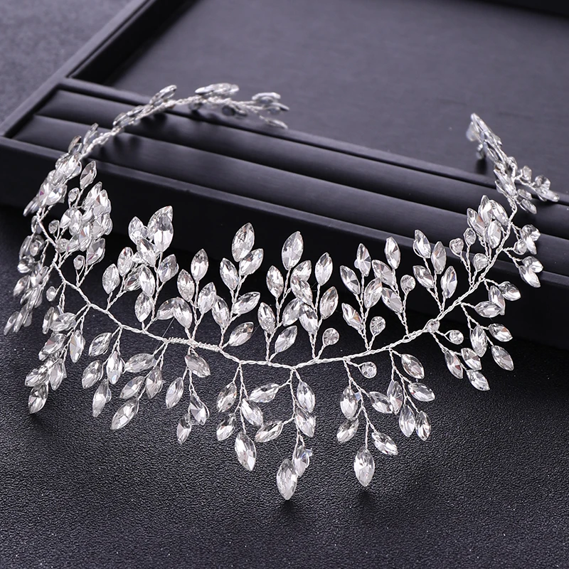 Fashion Silver Color Crystal Headbands Wedding Bridal Rhinestone Hairbands Women Head Jewelry