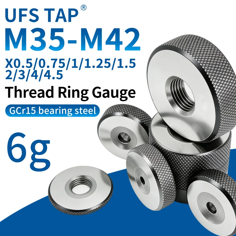 

UFA 1SET(1*GO+1*NOGO) 6g M35-M42 X0.5/0.75/1/1.25/1.5/2/3/4/4.5 Metric Standard Fine Tooth Thread Ring Gauge Measure Tool