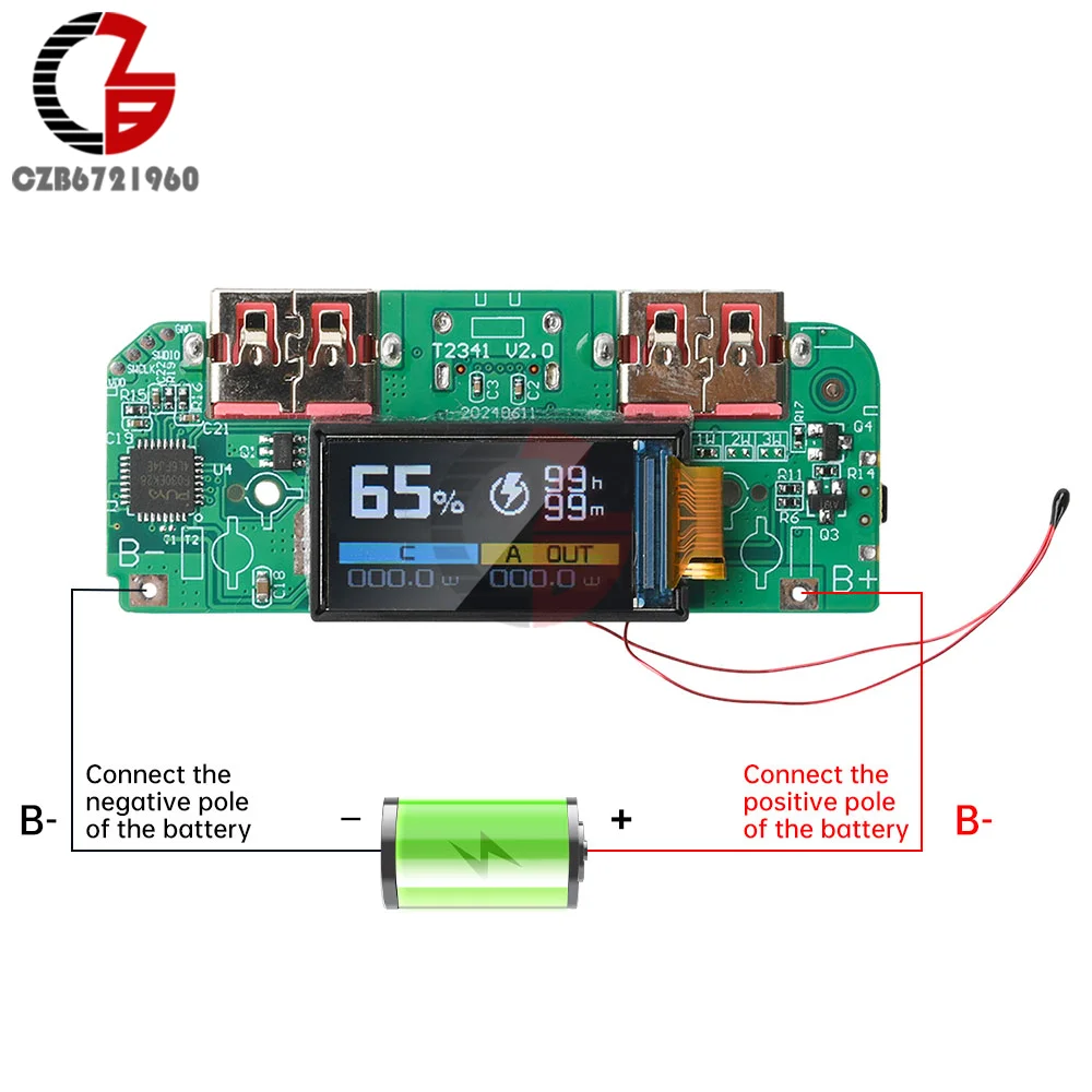 Modulo di ricarica rapida USB tipo C da 22,5 W Caricabatteria al litio da 3,7 V Scheda madre Modulo di banca di potere mobile fai-da-te Supporta PD/QC