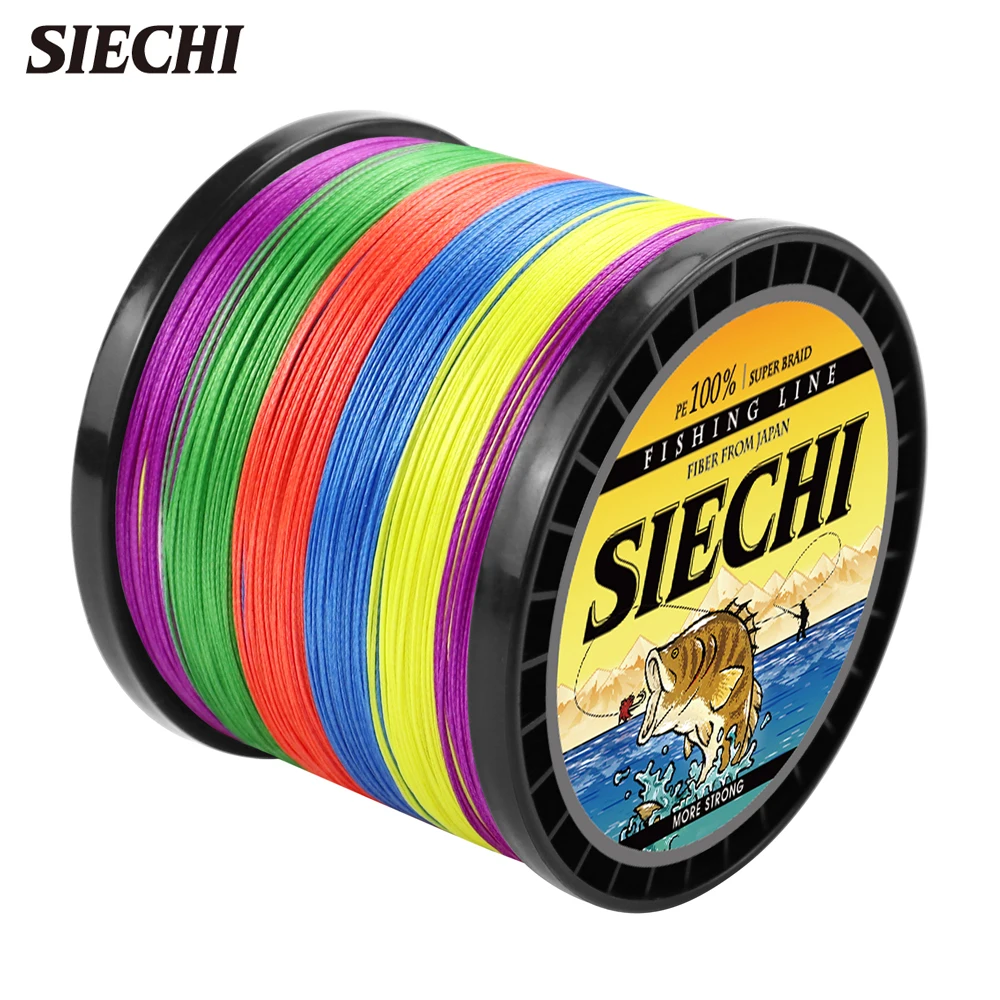 SIECHI 300M 500M 1000M 8 Strands 22-88LB PE Braided Fishing Wire Multifilament Super Strong Fishing Line Japan Multicolor