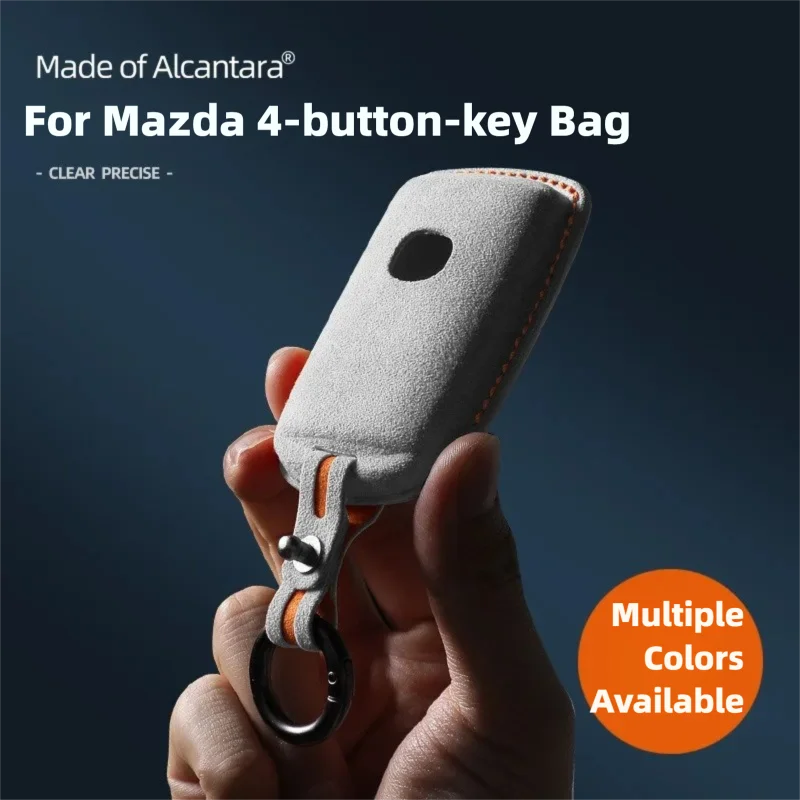 Alcan tara Suede Car Key Case For Mazda 3 6 CX30 CX50 CX60 CX5 CX8 CX9 MX30 Cover Shell Keychain 4 Buttons Protector Accessories