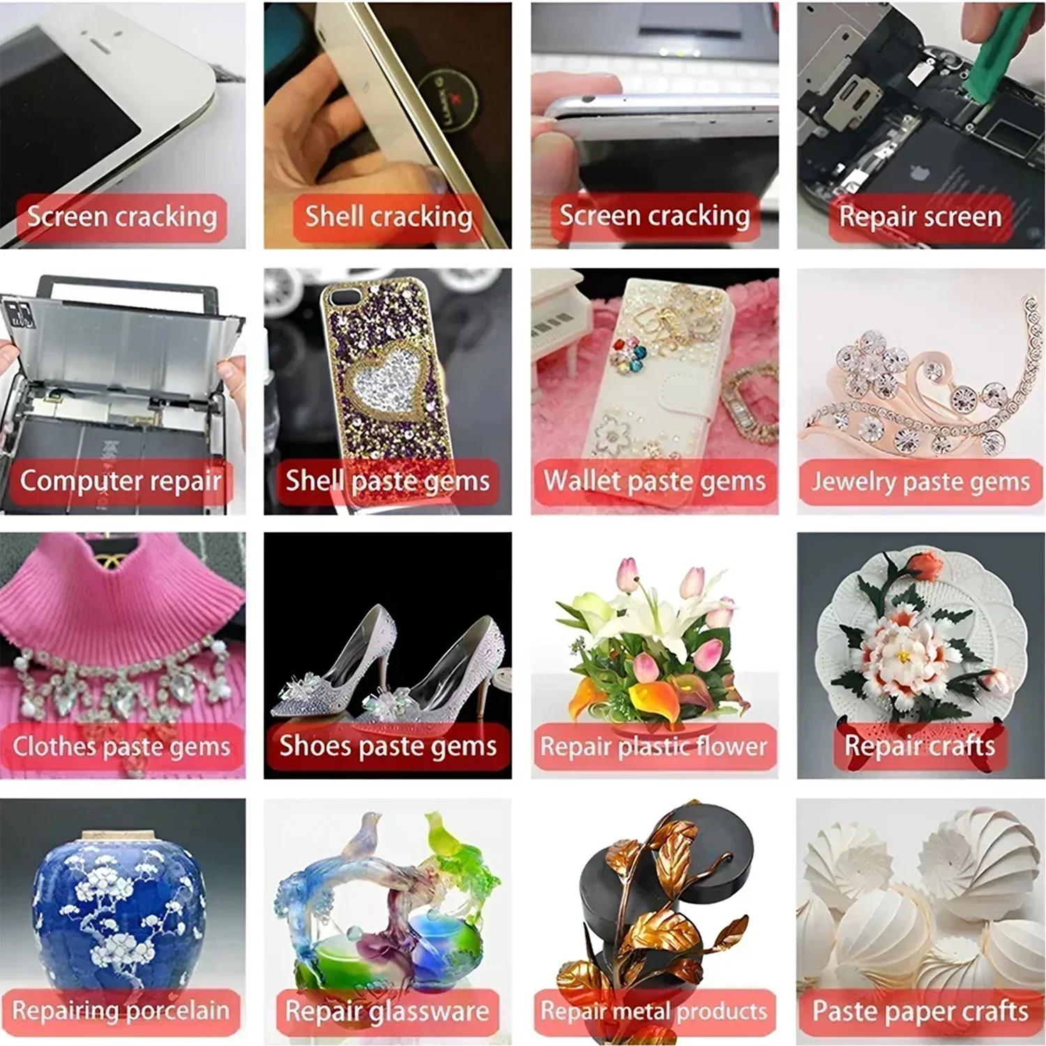 15ML 25ML 50ML 110ML B-7000 Clear Contact Phone Repair Adhesive Universal Glass Plastic DIY Glue Black T7000 with Precision Applicator Glue wood,metal DIY transparent adhesive.