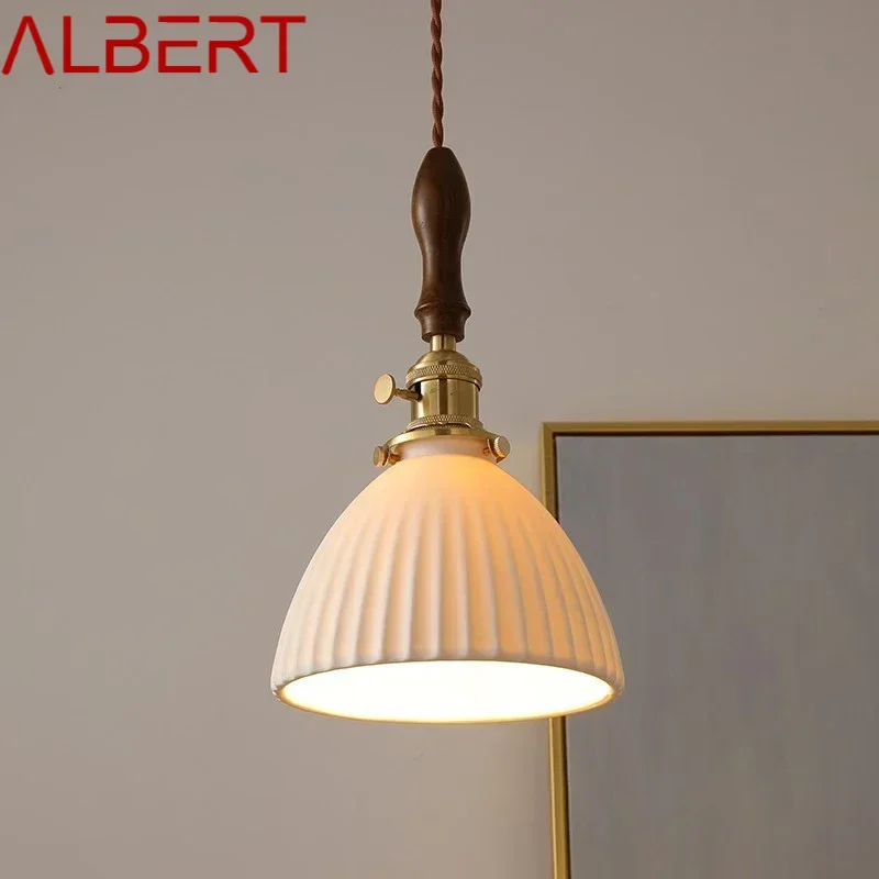 アンティークスタイルの真ちゅう製LEDペンダントランプ,モダンなベッドルーム,ベッドサイド,レトロなセラミックランプ,レストラン,バー,通路のシャンデリア