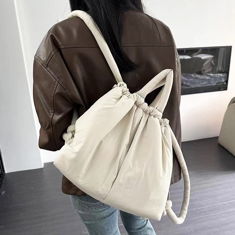 Korean Casual Cloth Puffer backpacks For Women Luxury Designer Handbags And Purses 2023 New In Polyester Large Capacity Shoulder