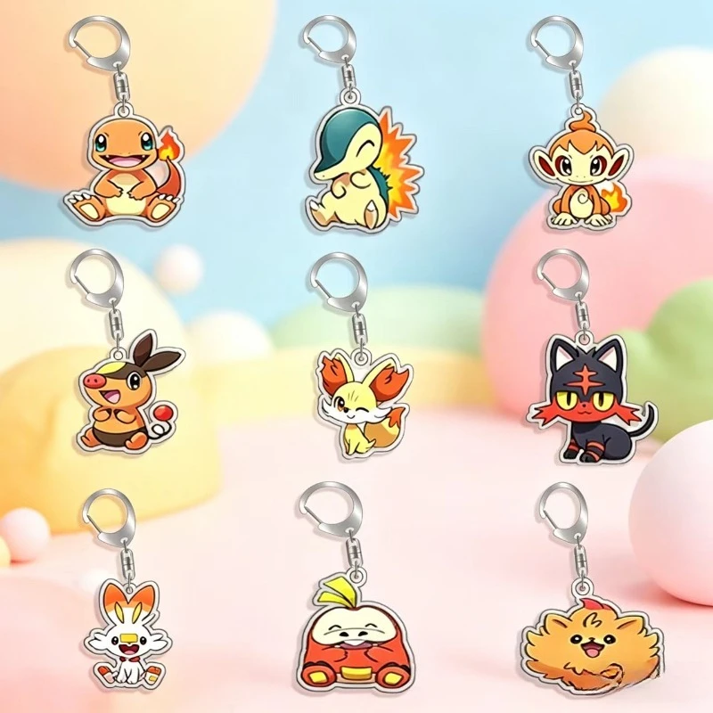 Llavero de acrílico de Pokémon (Charmander, Cyndaquil, Chimchar, Tepig) de dibujos animados, juguete de colección DIY, regalo para amigo, regalo de cumpleaños