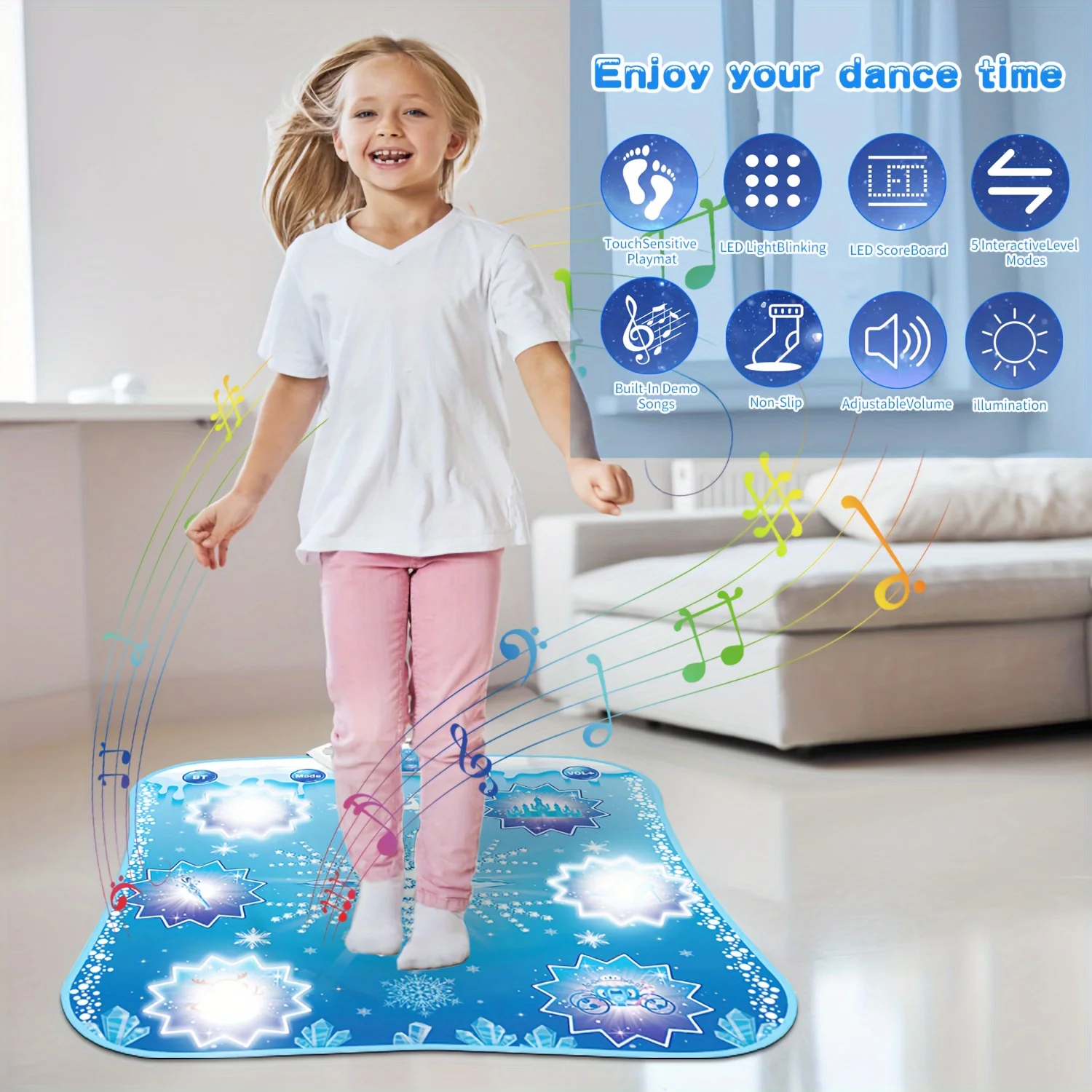 Estera de baile Estera de baile electrónica con LED 6 /9 botones, ruptura multimodo, caja de regalo de juguetes de hielo para niños Navidad, regalos de Halloween