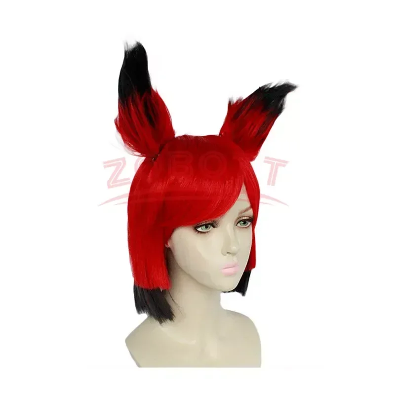 Alastor Wig Anime Cosplay Red Black Hair Alastor Men Cosplay Wig Hazbin Cosplay Hotel Heat Resistant Synthetic Hair Wig